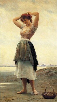 ウジェーヌ・デ・ブラース Painting - オン・ザ・ビーチの女性ユージーン・デ・ブラース